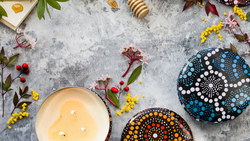 Scented candle Lemon Myrtle - Blue and White Artwork-1