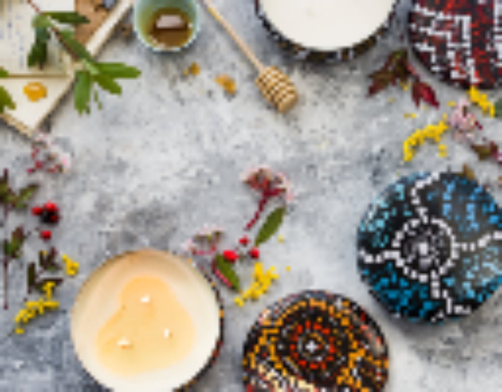 Scented Candle Australian Floral and Honey - Maroon and  White Artwork-1