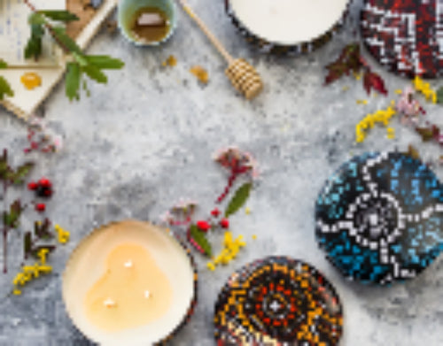 Scented Candle Australian Floral and Honey - Maroon and  White Artwork-1